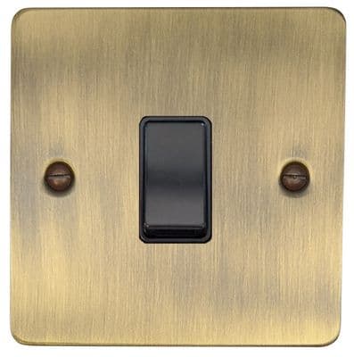 G&H FAB1B Flat Plate Antique Brass 1 Gang 1 or 2 Way Rocker Light Switch