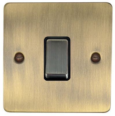 G&H FAB305 Flat Plate Antique Brass 1 Gang Intermediate Rocker Light Switch