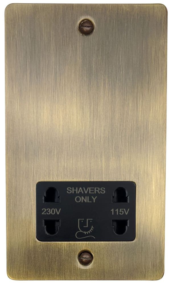 G&H FAB30B Flat Plate Antique Brass Dual Voltage Shaver Socket 115-230V