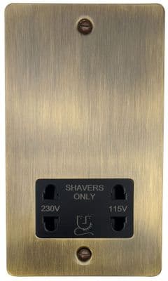 G&H FAB30B Flat Plate Antique Brass Dual Voltage Shaver Socket 115-230V