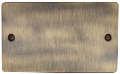 G&H FAB32 Flat Plate Antique Brass 2 Gang Double Blank Plate