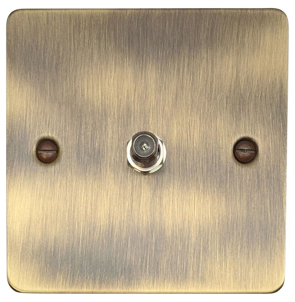 G&H FAB37 Flat Plate Antique Brass 1 Gang Single Satellite Point Socket