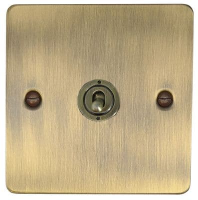 G&H FAB381-AB Flat Plate Antique Brass 1 Gang 1 or 2 Way Toggle Light Switch