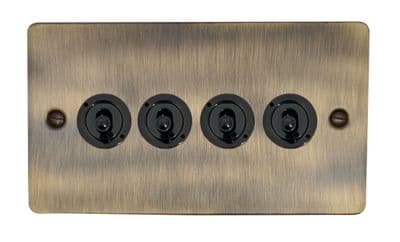 G&H FAB384-FBK Flat Plate Antique Brass 4 Gang 2 Way Toggle Light Switch