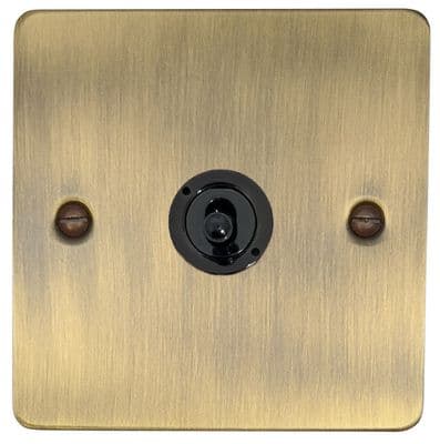 G&H FAB385-FBK Flat Plate Antique Brass 1 Gang Intermediate Toggle Light Switch
