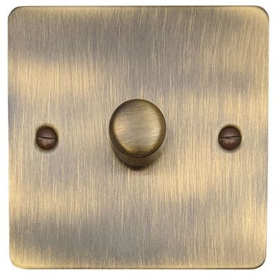 G&H FAB521 Flat Plate Antique Brass 1 Gang 1 or 2 Way LED Dimmer Switch