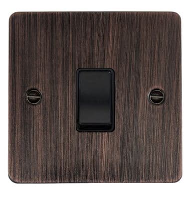 G&H FAC1B Flat Plate Antique Copper 1 Gang 1 or 2 Way Rocker Light Switch