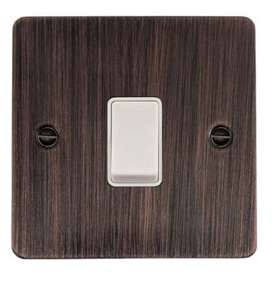 G&H FAC1W Flat Plate Antique Copper 1 Gang 1 or 2 Way Rocker Light Switch