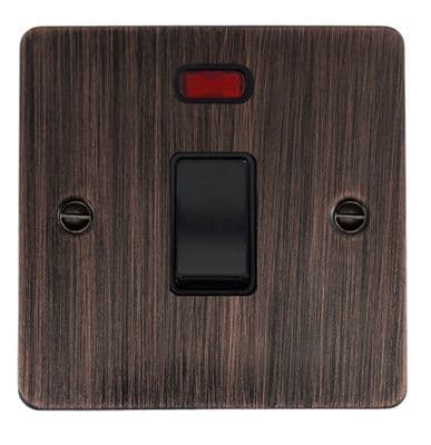 G&H FAC26B Flat Plate Antique Copper 1 Gang 20 Amp Double Pole Switch & Neon