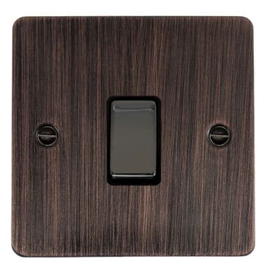G&H FAC301 Flat Plate Antique Copper 1 Gang 1 or 2 Way Rocker Light Switch