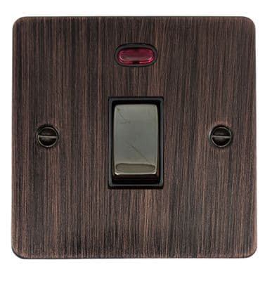 G&H FAC326 Flat Plate Antique Copper 1 Gang 20 Amp Double Pole Switch & Neon