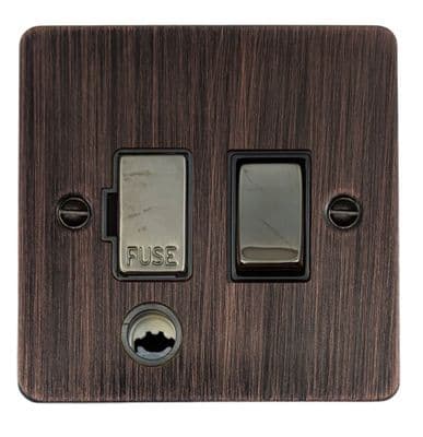 G&H FAC356 Flat Plate Antique Copper 1 Gang Fused Spur 13A Switched & Flex Outlet