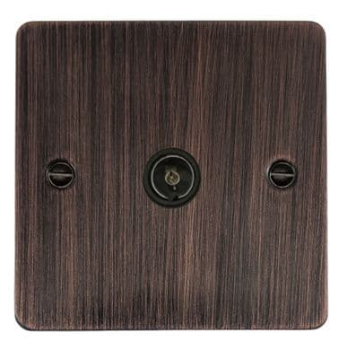 G&H FAC35B Flat Plate Antique Copper 1 Gang TV Coax Socket Point