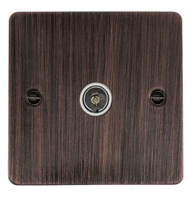 G&H FAC35W Flat Plate Antique Copper 1 Gang TV Coax Socket Point