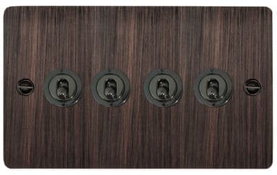 G&H FAC384-BN Flat Plate Antique Copper 4 Gang 2 Way Toggle Light Switch