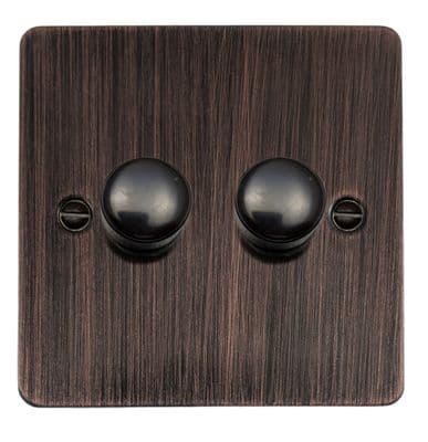 G&H FAC522-FBK Flat Plate Antique Copper 2 Gang 1 or 2 Way LED Dimmer Switch