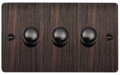 G&H FAC523-FBK Flat Plate Antique Copper 3 Gang 1 or 2 Way LED Dimmer Switch