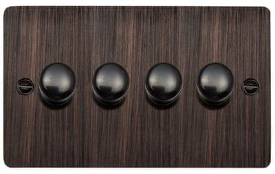 G&H FAC524-FBK Flat Plate Antique Copper 4 Gang 1 or 2 Way LED Dimmer Switch