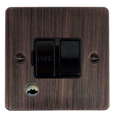 G&H FAC56B Flat Plate Antique Copper 1 Gang Fused Spur 13A Switched & Flex Outlet