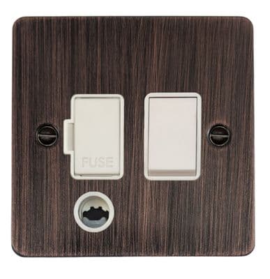 G&H FAC56W Flat Plate Antique Copper 1 Gang Fused Spur 13A Switched & Flex Outlet