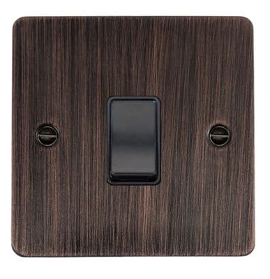 G&H FAC5B Flat Plate Antique Copper 1 Gang Intermediate Rocker Light Switch