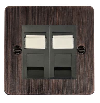 G&H FAC62B Flat Plate Antique Copper 2 Gang RJ45 Cat5e Data Socket Point