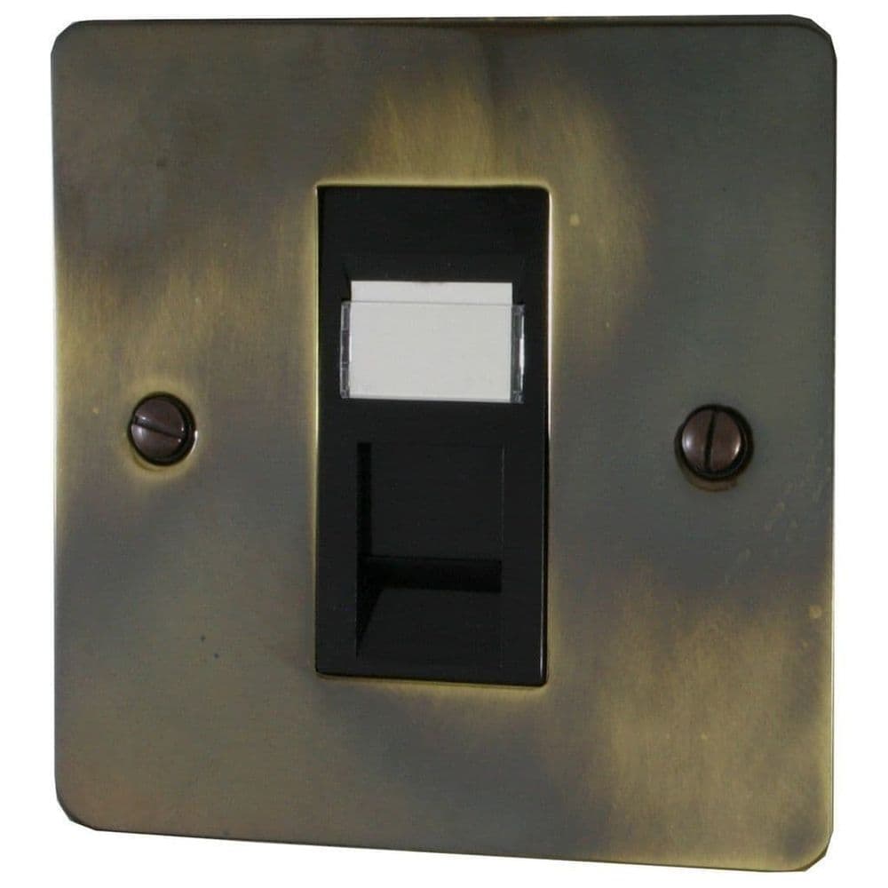 G&H FAN61B Flat Plate Polished Aged Brass 1 Gang RJ45 Cat5e Data Socket