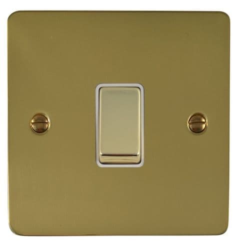 G&H FB201 Flat Plate Polished Brass 1 Gang 1 or 2 Way Rocker Light Switch