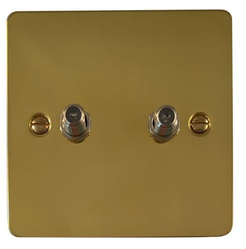 G&H FB237 Flat Plate Polished Brass 2 Gang Satellite Socket Point