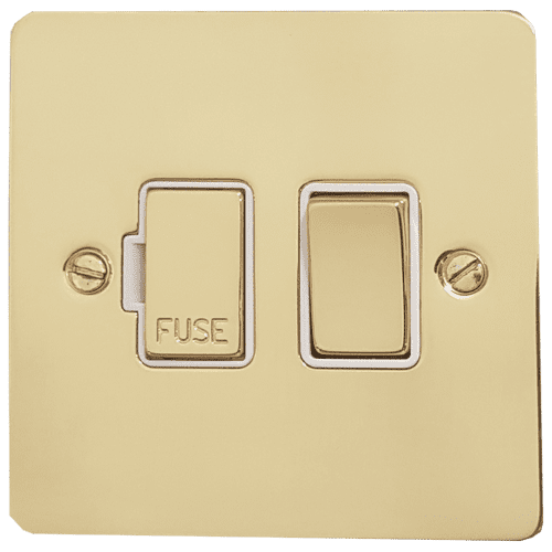 G&H FB257 Flat Plate Polished Brass 1 Gang Fused Spur 13A Switched