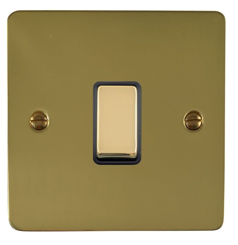 G&H FB301 Flat Plate Polished Brass 1 Gang 1 or 2 Way Rocker Light Switch