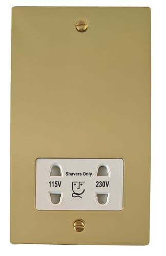 G&H FB30W Flat Plate Polished Brass Dual Voltage Shaver Socket 115-230V
