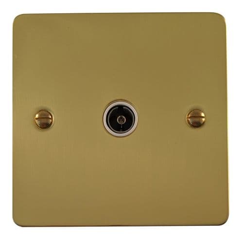 G&H FB35W Flat Plate Polished Brass 1 Gang TV Coax Socket Point