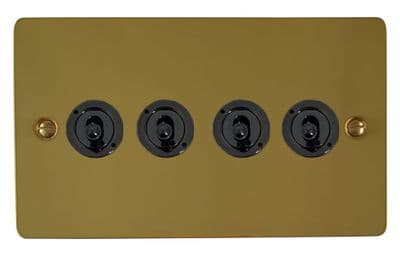 G&H FB384-FBK Flat Plate Polished Brass 4 Gang 2 Way Toggle Light Switch
