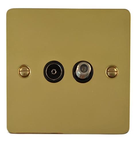 G&H FB38B Flat Plate Polished Brass 1 Gang TV Coax & Satellite Socket Point