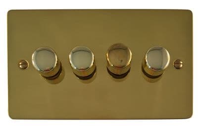 G&H FB524 Flat Plate Polished Brass 4 Gang 1 or 2 Way LED Dimmer Switch