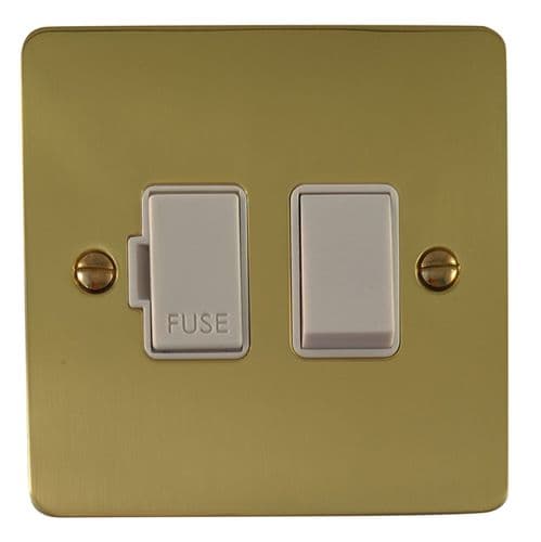 G&H FB57W Flat Plate Polished Brass 1 Gang Fused Spur 13A Switched