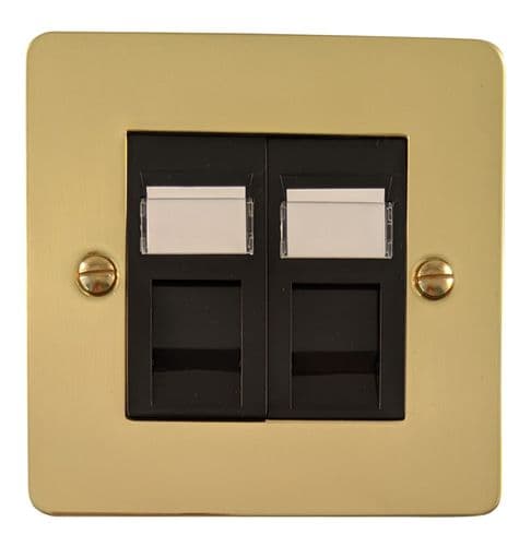 G&H FB62B Flat Plate Polished Brass 2 Gang RJ45 Cat5e Data Socket Point