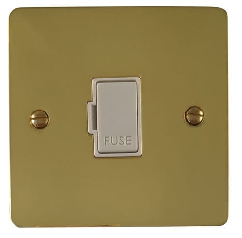 G&H FB90W Flat Plate Polished Brass 1 Gang Fused Spur 13A Unswitched