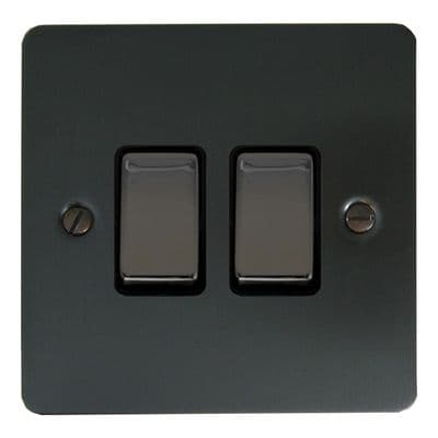 G&H FBB302-BN Flat Plate Black Bronze 2 Gang 1 or 2 Way Rocker Light Switch