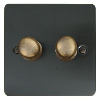 G&H FBB522-AB Flat Plate Black Bronze 2 Gang 1 or 2 Way LED Dimmer Switch