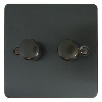 G&H FBB522-BB Flat Plate Black Bronze 2 Gang 1 or 2 Way LED Dimmer Switch