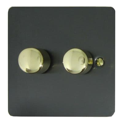 G&H FBB522-PB Flat Plate Black Bronze 2 Gang 1 or 2 Way LED Dimmer Switch