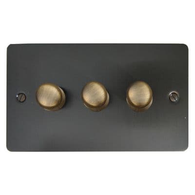 G&H FBB523-AB Flat Plate Black Bronze 3 Gang 1 or 2 Way LED Dimmer Switch