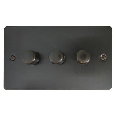 G&H FBB523-BB Flat Plate Black Bronze 3 Gang 1 or 2 Way LED Dimmer Switch