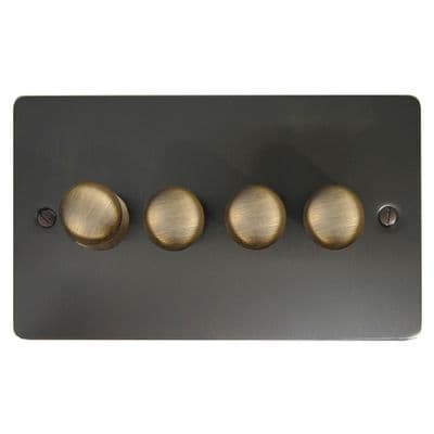 G&H FBB524-AB Flat Plate Black Bronze 4 Gang 1 or 2 Way LED Dimmer Switch