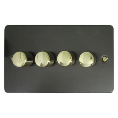 G&H FBB524-PB Flat Plate Black Bronze 4 Gang 1 or 2 Way LED Dimmer Switch