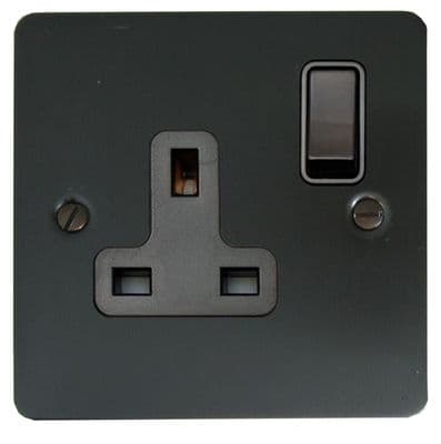 G&H FBB9B Flat Plate Black Bronze 1 Gang Single 13A Switched Plug Socket