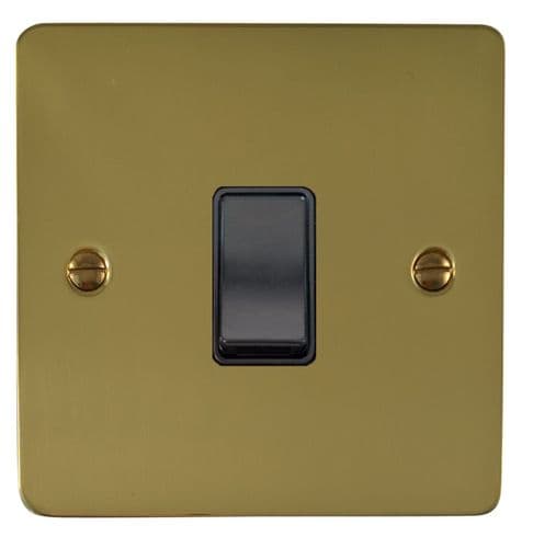 G&H FBUL1B Flat Plate Unlacquered Polished Brass 1 Gang 1 or 2 Way Rocker Light Switch