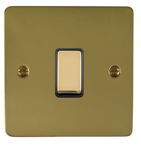 G&H FBUL305 Flat Plate Unlacquered Polished Brass 1 Gang Intermediate Rocker Light Switch